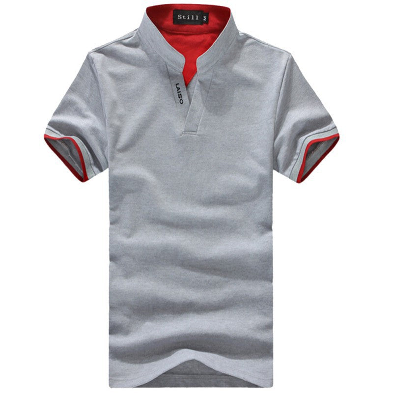 Classic Solid Color Men Lapel POLO Shirt Short Sleeve Tee shirt 