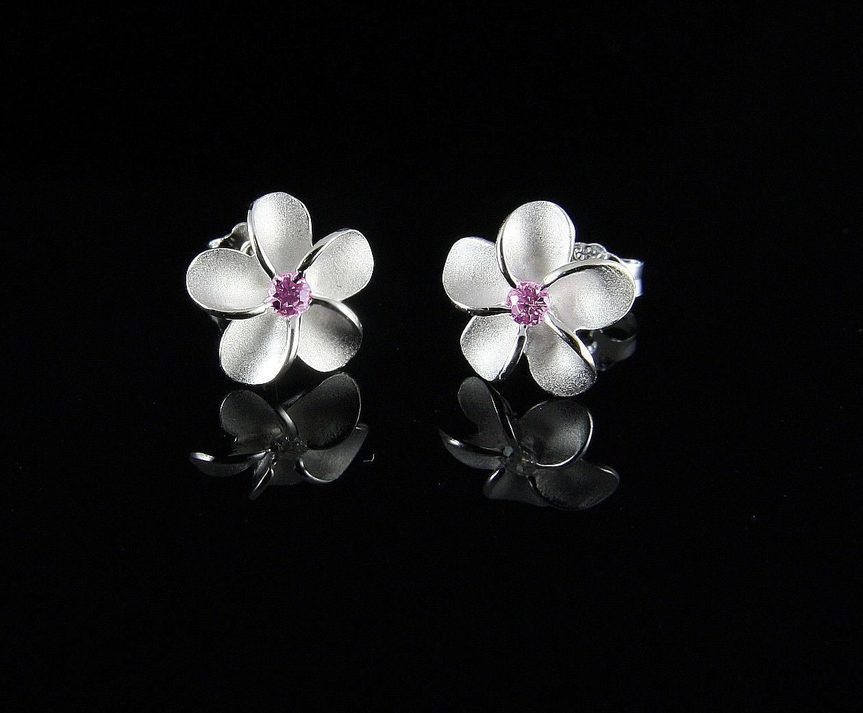 Set of 2 Plumeria Flower .925 Sterling Silver Ear Cuffs 'Frangipani Sprial'  (pair) - C6182HTK37G