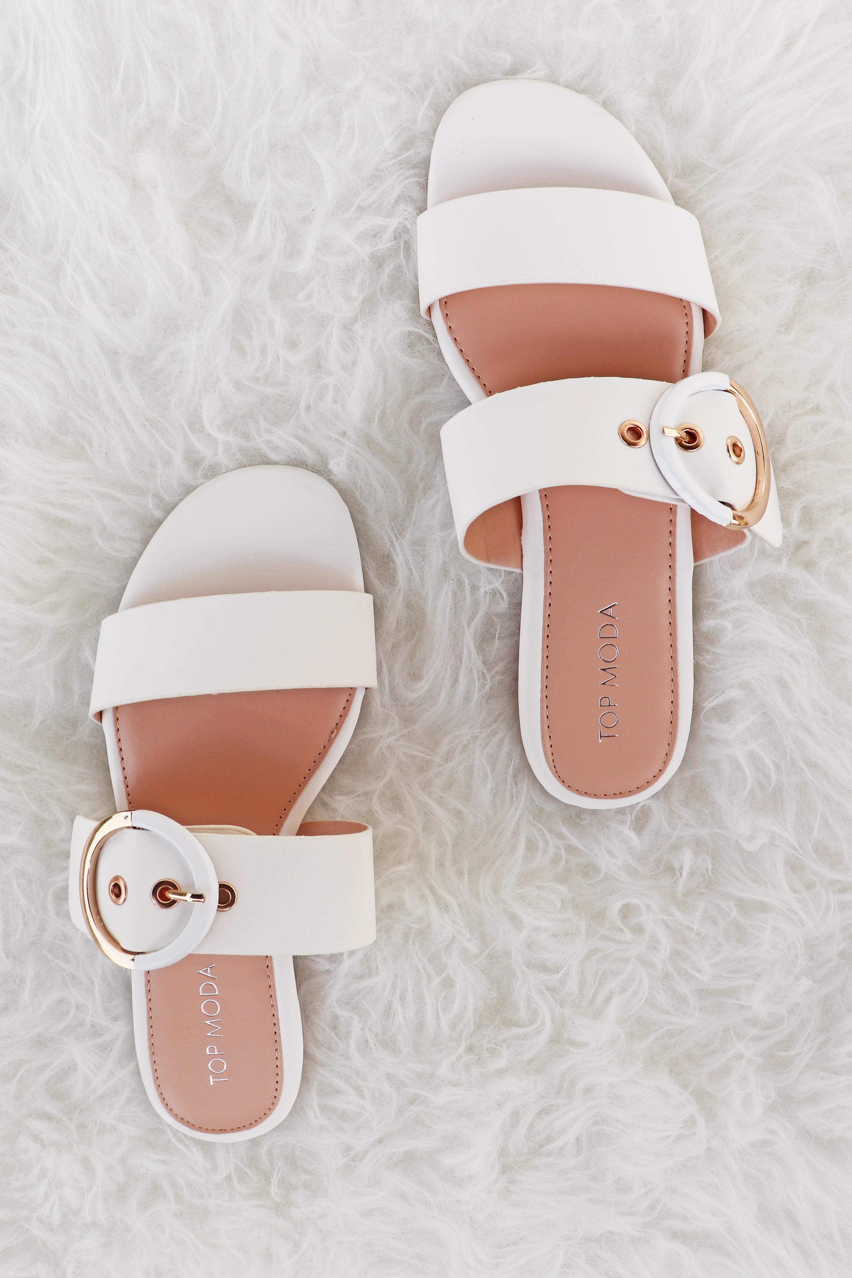 white double strap sandals