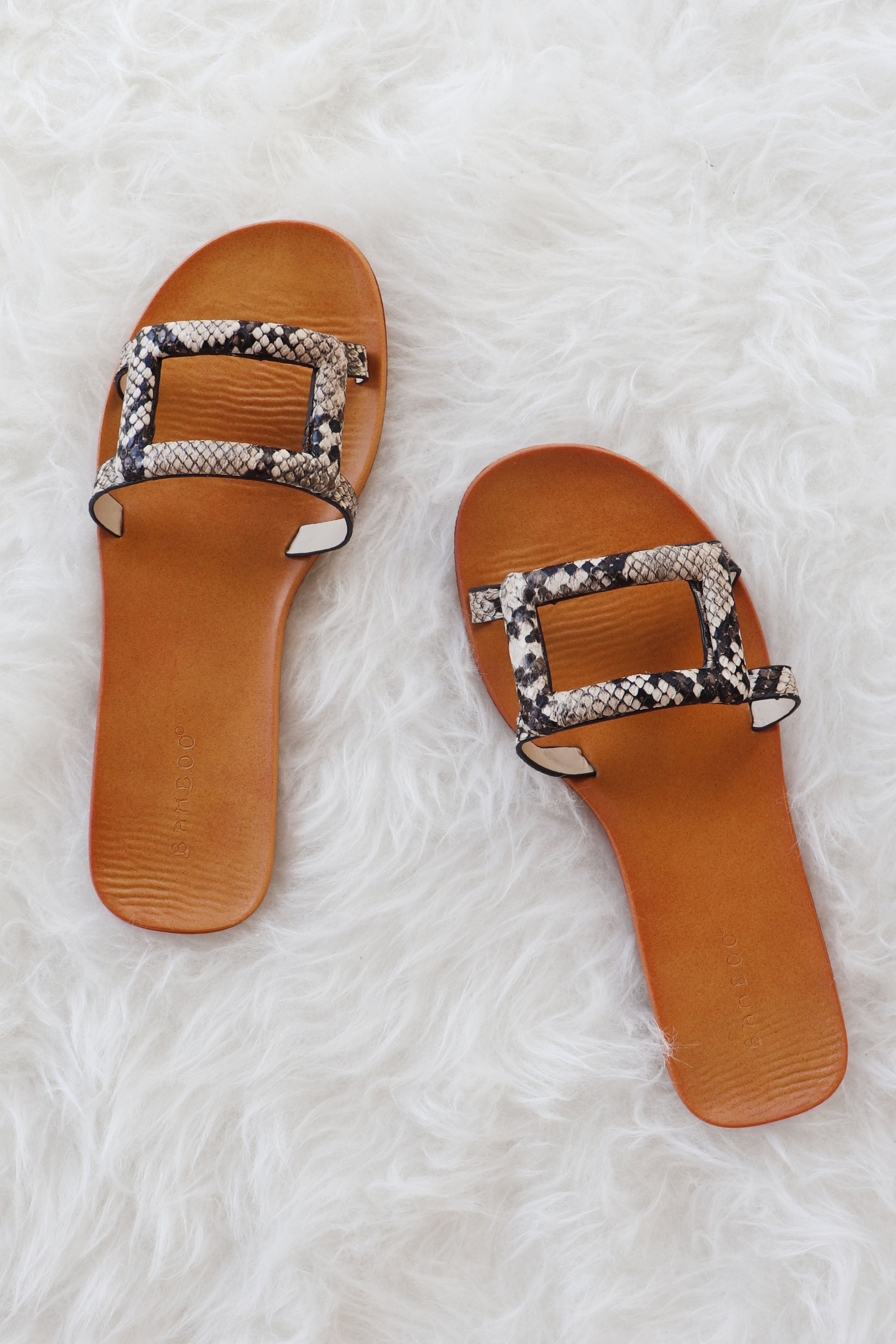 snake print flip flops