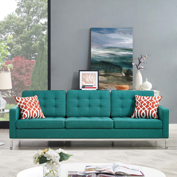 Loft Upholstered Fabric Sofa in Azure, Beige, Gray, Light Gray, Teal