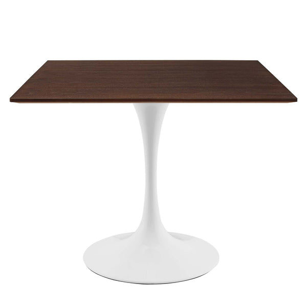 Lippa Square Dining Table in White Base and Cherry Walnut Top in 24", 28", 36", 40", 47" Square