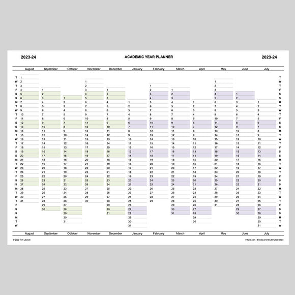 Academic Year Planner 202324 printable A4 or A3 Infozio
