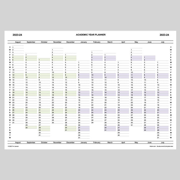 Academic Year Planner 2023-24 printable A4 or A3 – Infozio