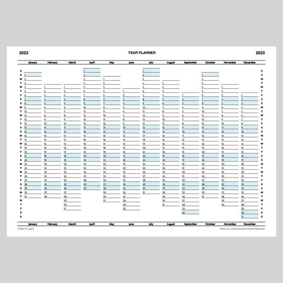 2023 Year Planner Calendar download for A4 or A3 print Infozio