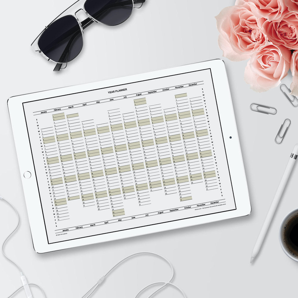 2025 Year Planner Calendar download for A4 or A3 print Infozio