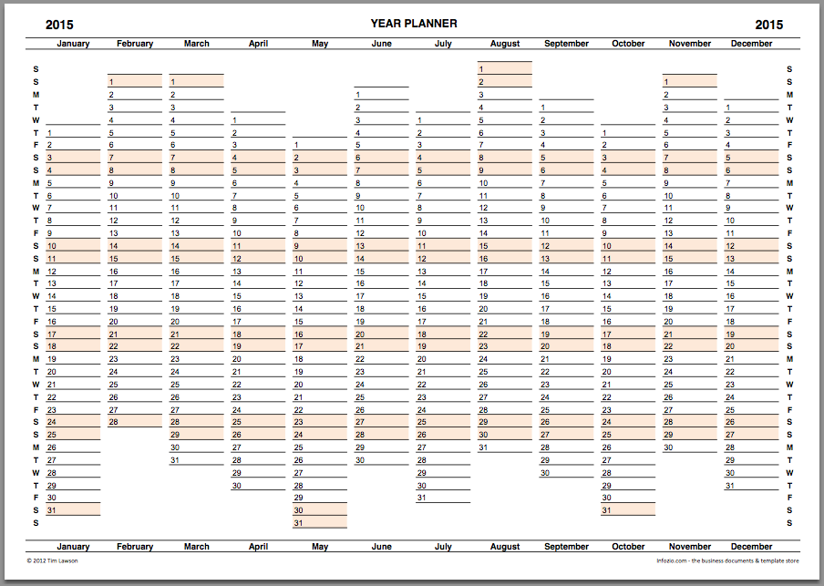 15 Year Planner Calendar Download For Or A3 Print Infozio