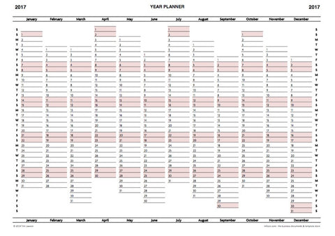 2017 Year Planner Calendar download for A4 or A3 print – Infozio