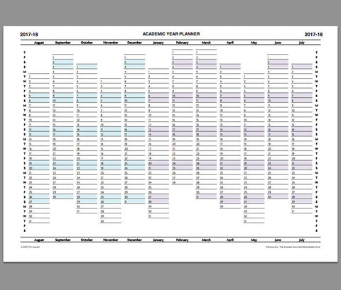 2017-18 Academic Year Planner Calendar printable – Infozio