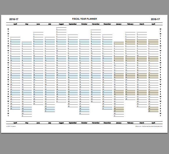 excel fiscal year project planner workbook