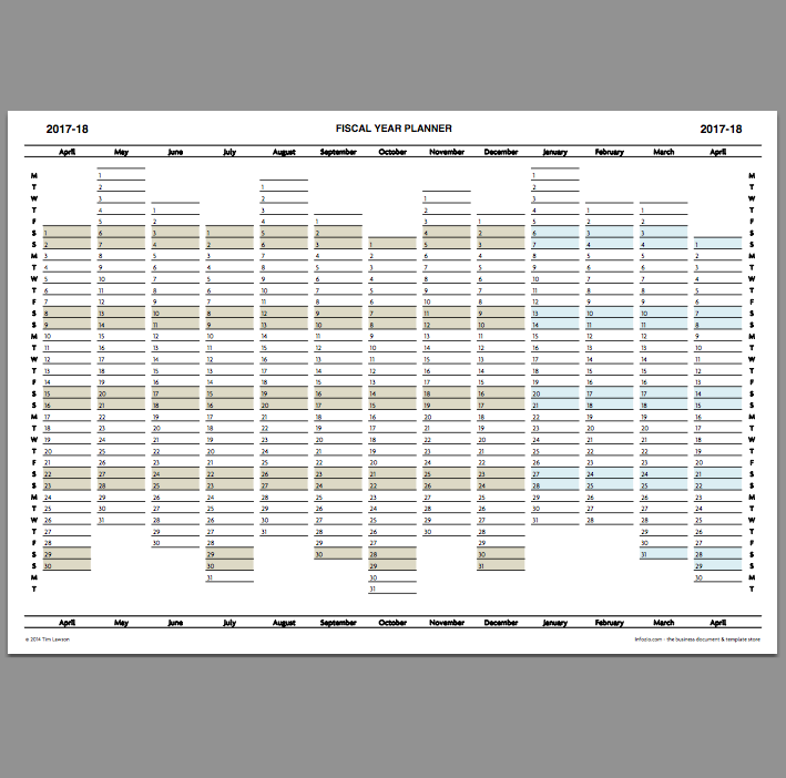 excel fiscal year project planner workbook