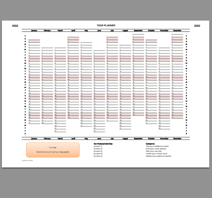 Weekly Planner Excel Template 2023