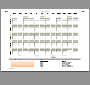 Year Planner template 2024 - Excel printable file – Infozio