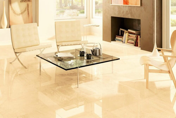 glossy floor tiles living room