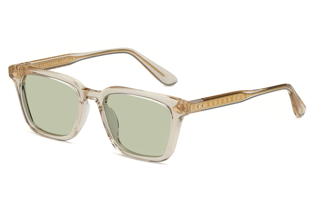 Lunetterie générale - Enigma Sunglasses | Specs Collective, Smoked Crystal/18k Gold with Gradient Blue Green Lenses (Col.V)