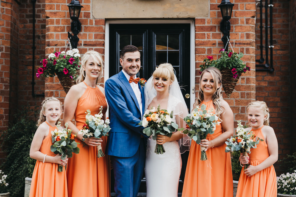 Bridal party with wedding flowers Nottingham