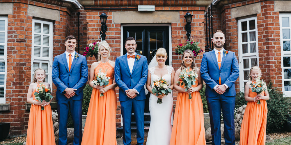 Bridal party with wedding flowers Nottinghamshire