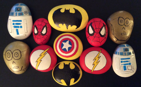 2. Paint Stones & Turn Them Into Little Superhero Badges