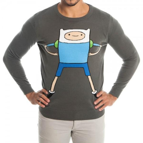 Adventure Time Finn Adult Gray Knit Sweater