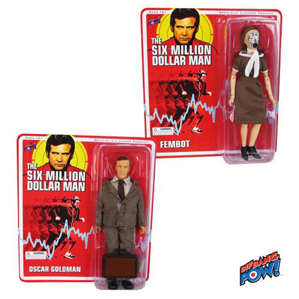 Six Million Dollar Man 8 Action Figures: Oscar Goldman And Fembot Set Of 2