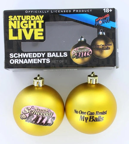 SATURDAY NIGHT LIVE "SCHWEDDY BALLS" ORNAMENTS: SET OF 2