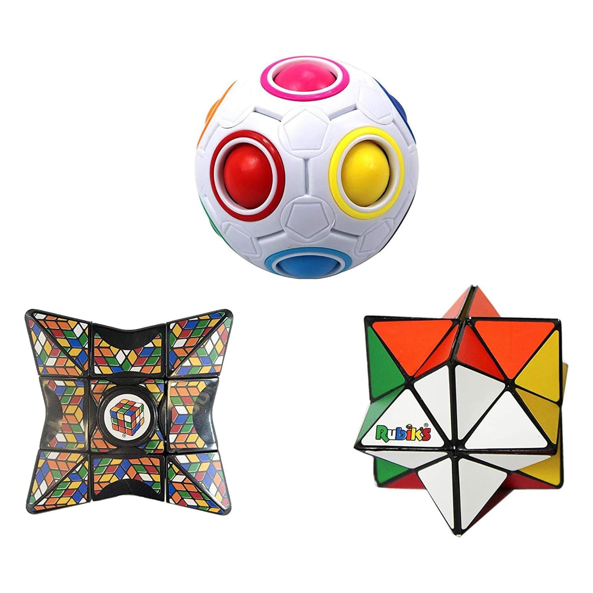 Rubiks 3 Piece Gift Set , Magic Star , Rainbow Ball , Kaleido
