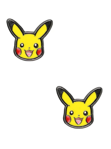 POKEMON PIKACHU HEAD STAINLESS STEEL STUD EARRINGS