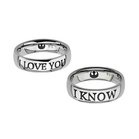 STAR WARS "I LOVE YOU" / "I KNOW" RING SET, WOMEN'S SIZE 7, MEN'S SIZE 10