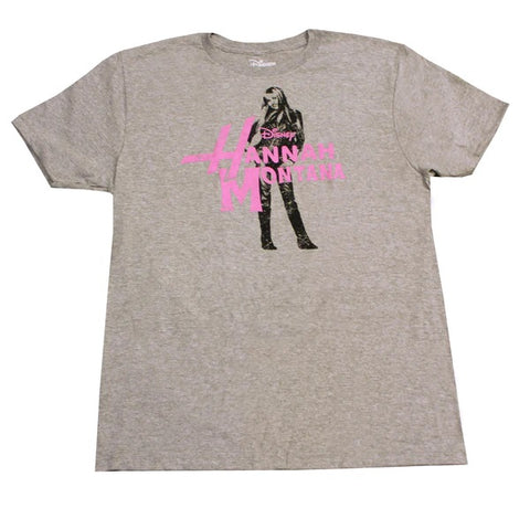 DISNEY HANNAH MONTANA HOT PINK LOGO GREY T-SHIRT