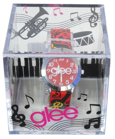 GLEE WATCH RED FACE WITH RED & BLACK BAND