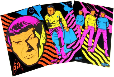 STAR TREK TOS BLACK LIGHT POSTERS, SET OF 3