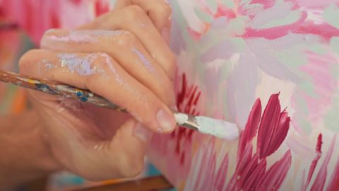 Close Up of Artist's Hand While Painting