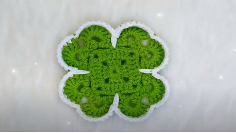 Crochet Four Leaf Clover Coaster