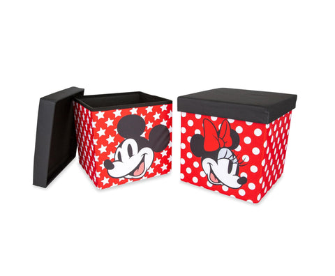 Disney Mickey & Minnie 15-Inch Storage Bin Cube Organizers with Lids
