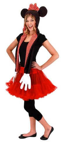 DISNEY MINNIE MOUSE HOODIE SCARF ADULT COSTUME ACCESSORY