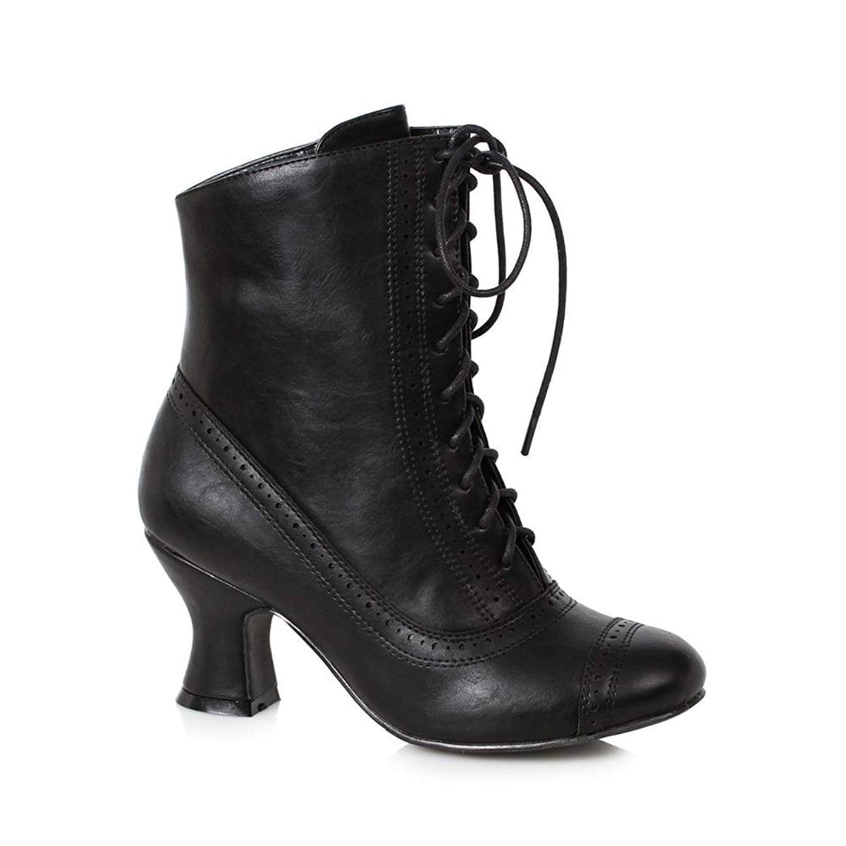 Victorian 2.5 Heel Women's Mid Calf Lace Up Costume Boot (Black)