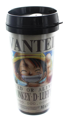 ONE PIECE LUFFY WANTED POSTER 16OZ TRAVEL MUG