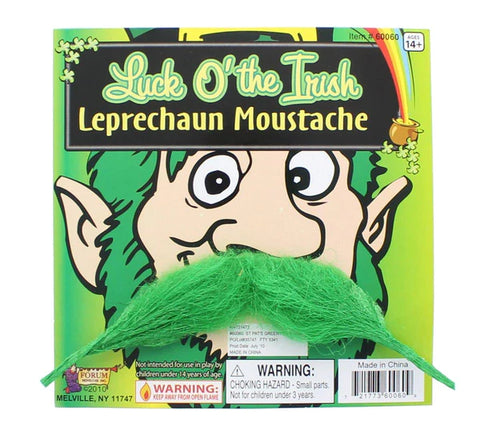 ST. PATRICK'S GREEN COSTUME LEPRECHAUN MOUSTACHE