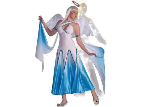 HAUNTED BALLROOM BLUE & WHITE ANGEL DRESS COSTUME ADULT