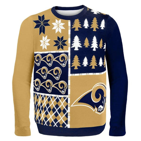 ST. LOUIS RAMS BUSY BLOCK NFL UGLY SWEATER