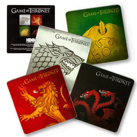 House Greyjoy Game of Thrones Wooden Coasters with House Sigil