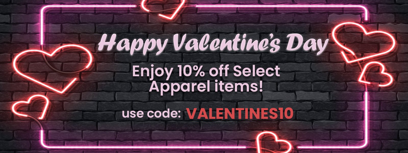 enjoy 10% off select apparel for valentines day