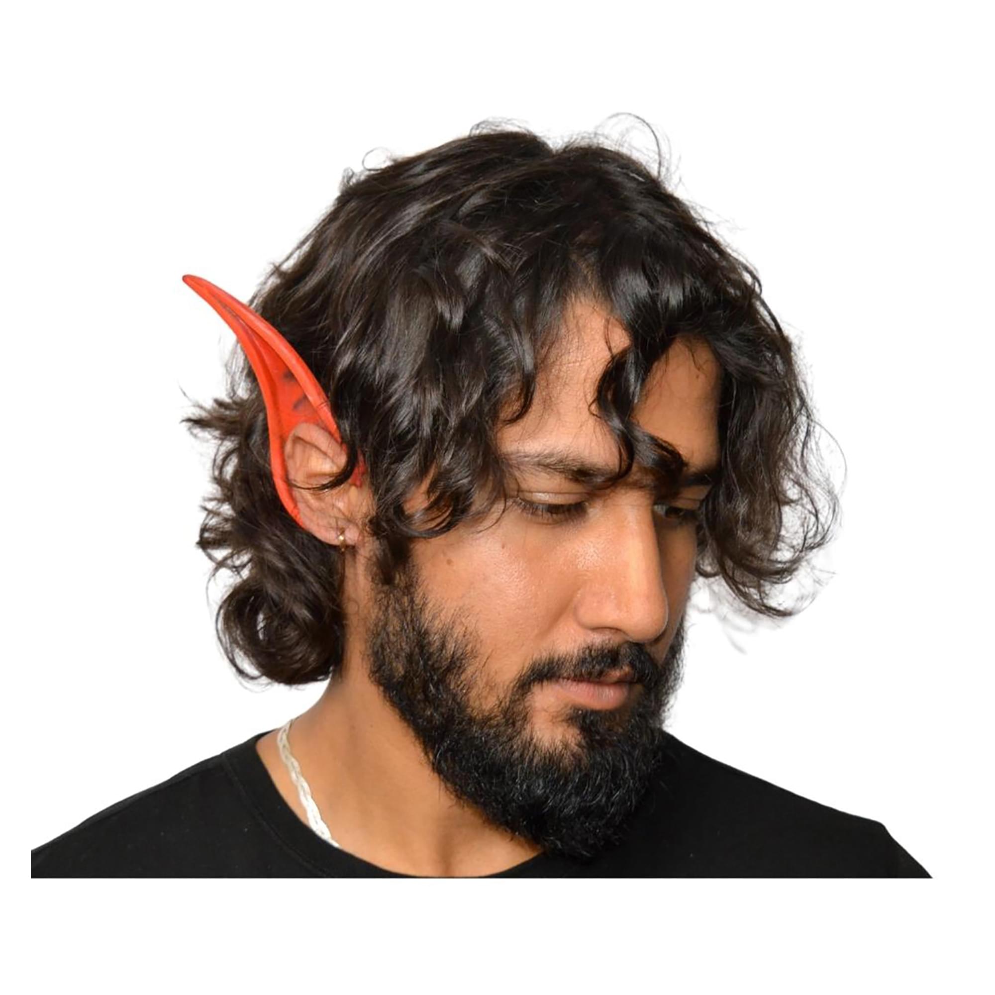 Red Latex Devil Flexi Costume Ears , Adult One Size