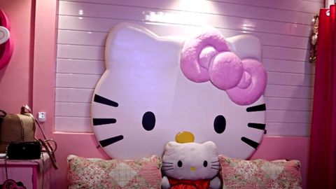 Hello Kitty Sticker | size: 3 x 4 | White Decal Japanese bobtail cat pink  bow