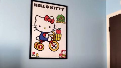 Sanrio Hello Kitty Poster Black Cartoon Poster Wall Art Sticky Poster