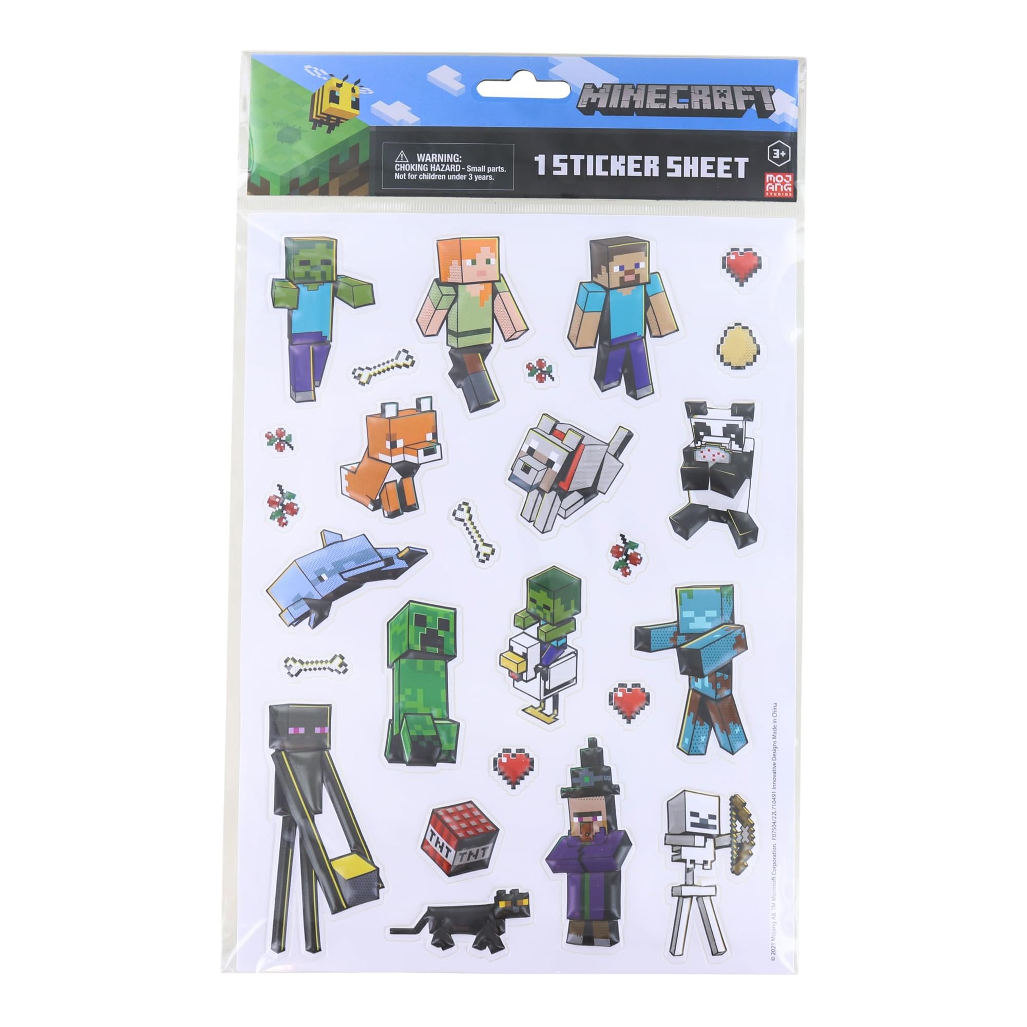 Minecraft Raised 3D Stickers , One Sheet