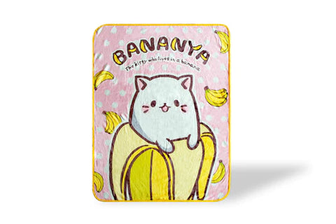 BANANYA THE BANANA CAT LARGE ANIME FLEECE THROW BLANKET | 60 X 45 INCHES