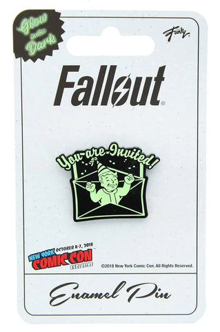 FALLOUT "YOU ARE INVITED" GLOW IN THE DARK ENAMEL COLLECTOR PIN