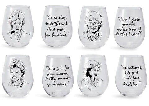 THE GOLDEN GIRLS STEMLESS WINE GLASS COLLECTIBLE SET OF 4| EACH HOLDS 16 OUNCES