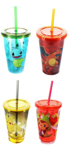 POKEMON CARNIVAL CUPS SET OF 4: PIKACHU, CHARIZARD, SQUIRTLE, GROUP